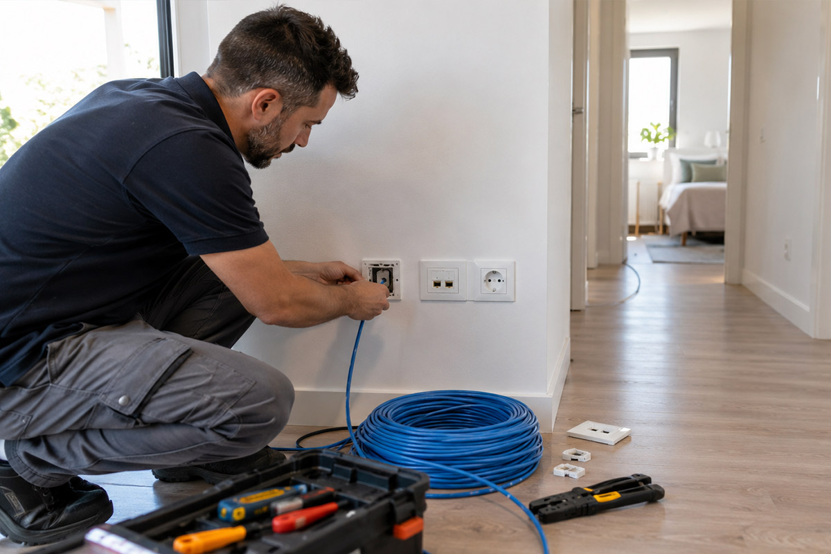 Instalación cableados de red en casas: tomas de datos para cada habitación